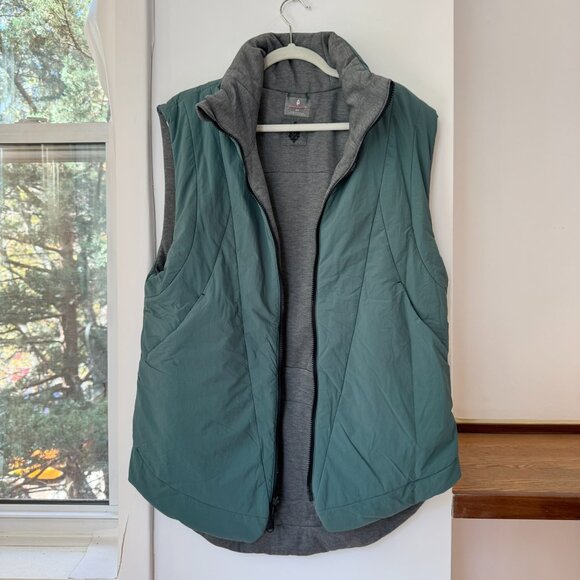 NWT Free People Movement Slalom Reversible Fleece Vest Stellar Green Grey Small - Picture 3 of 15